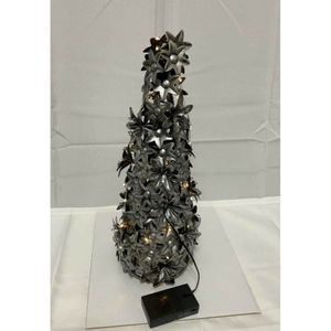 𝅺17” decorative silver Christmas Tree with White lights battery powered